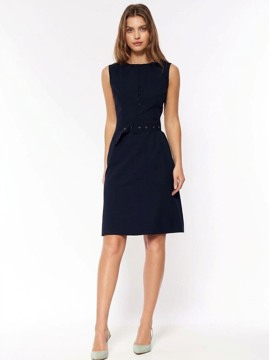 Belted Sleeveless Day Dress