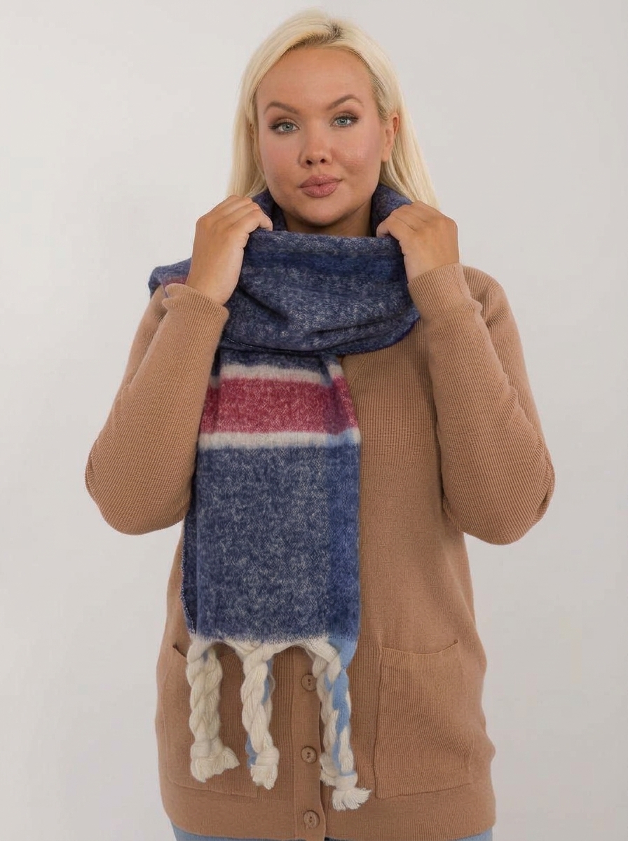 Braided Tassel Check Scarf